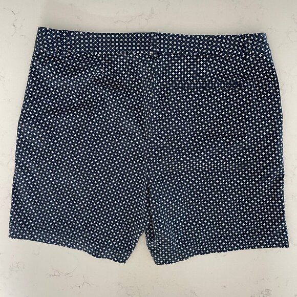 Izod Athletic Cotton Spandex 6.5" Sporty Golf Print Pattern Shorts Navy+Wht Sz 8 - Picture 6 of 11